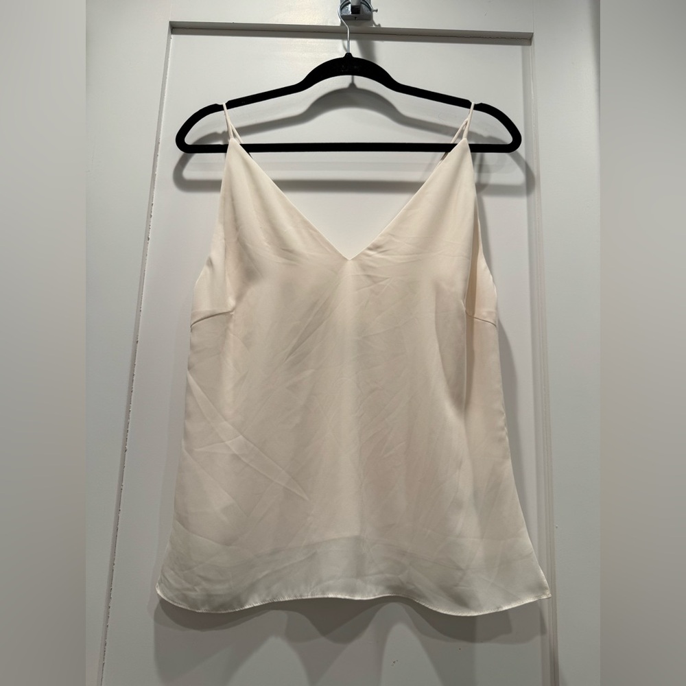 H&M Ivory Satin Cami Top Spaghetti Straps -  Size Small